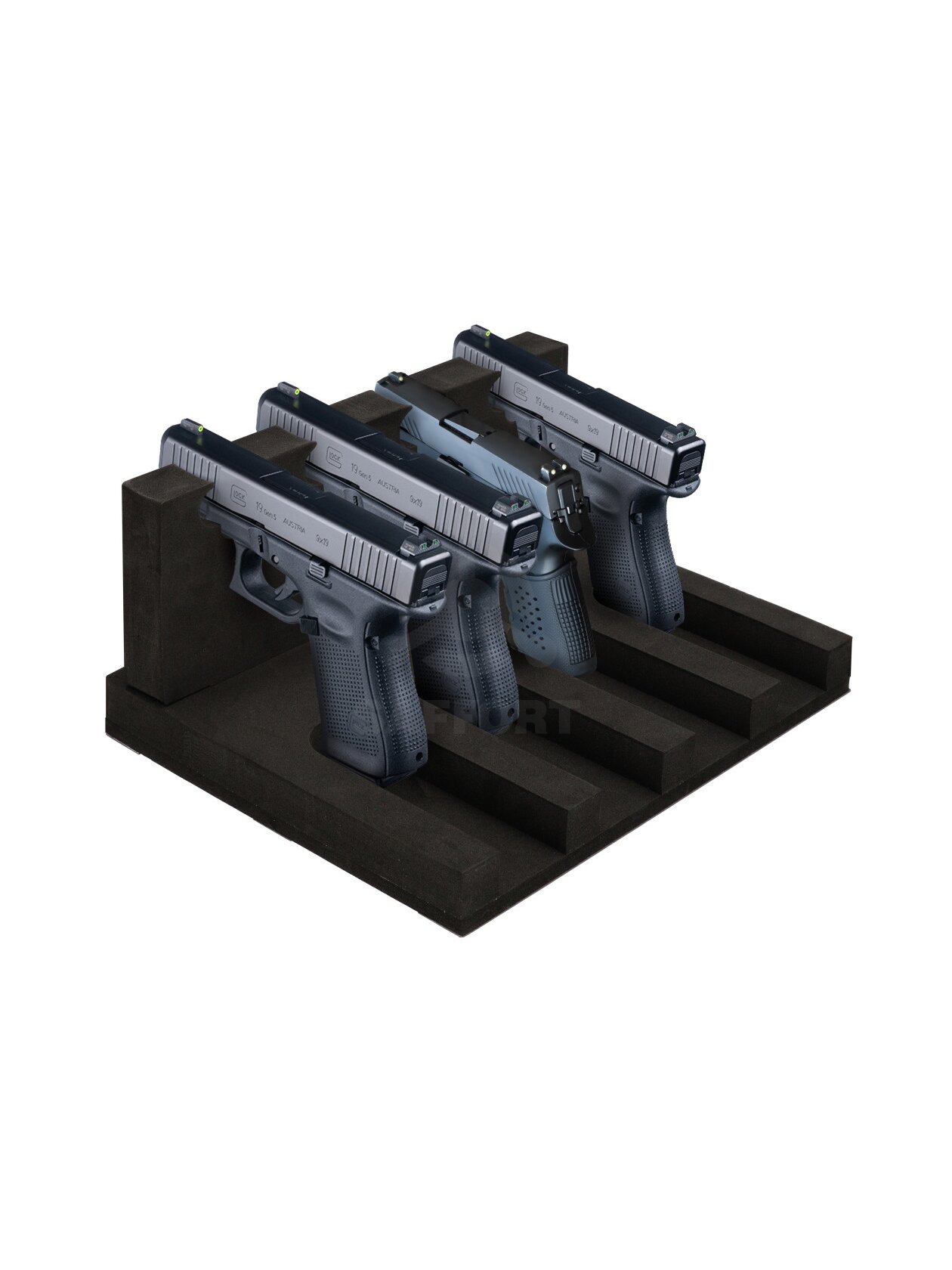 Brihard 4-guns 3D Foam Holder pistoletų stovas Brihard 4-guns 3D Foam Holder pistoletų stovas