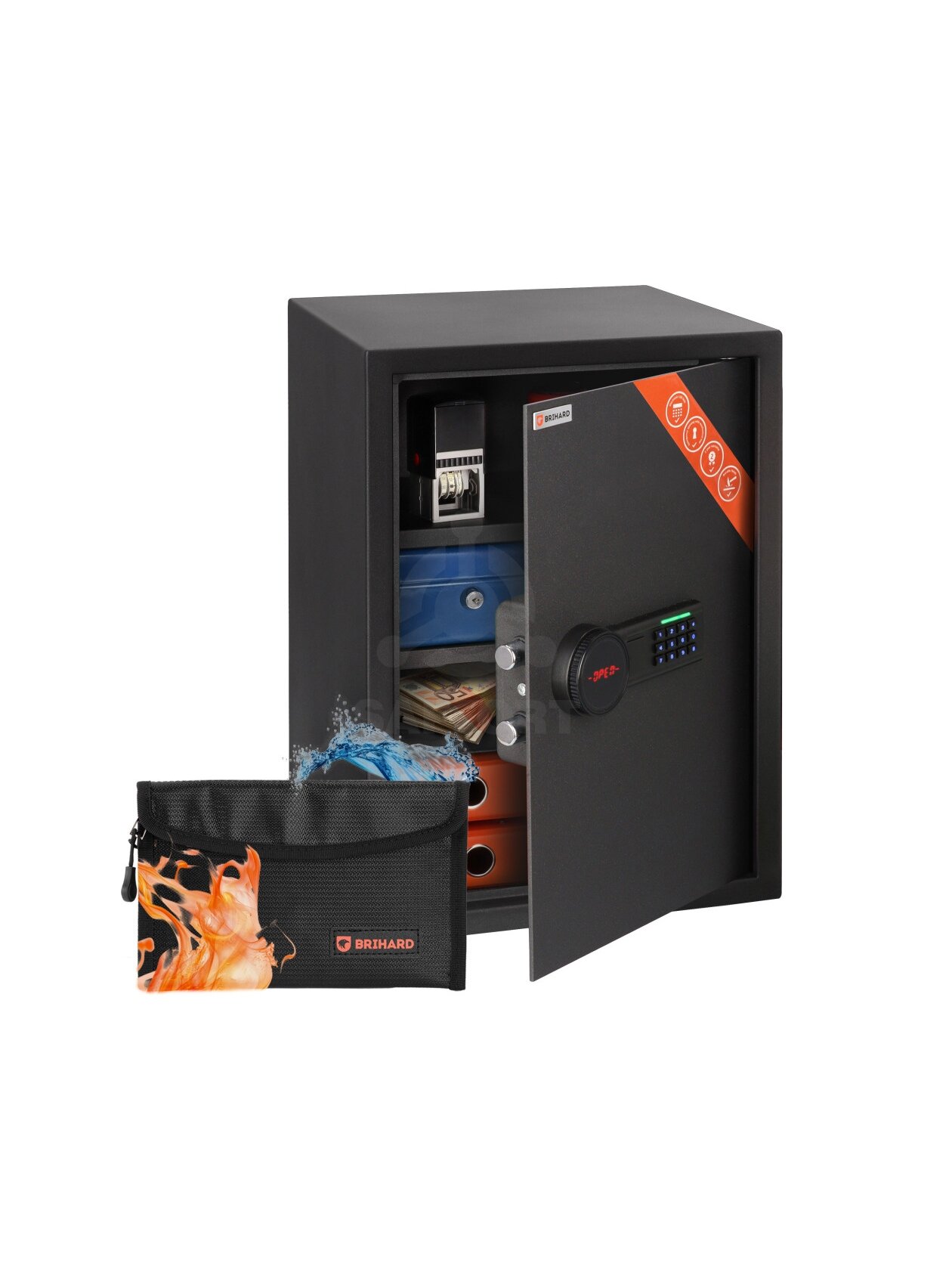 Brihard Business XL LCD E Black Pearl biuro seifas